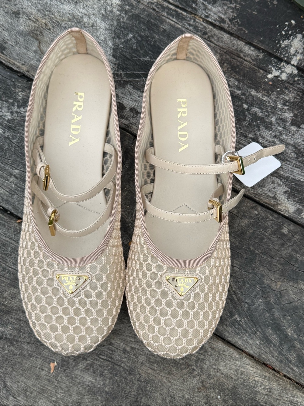 Prada Mesh Fabric Double-Strap Ballerina Flats - Picture 3 of 8
